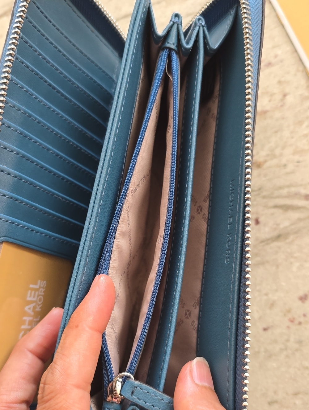 Michael Kors Turquoise Pebbled Leather Wristlet Wallet - Picture 6 of 7